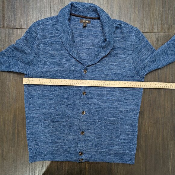 Tasso Elba | Men's Large Blue Shawl Collar Sweater | Cotton Blend - Picture 5 of 5